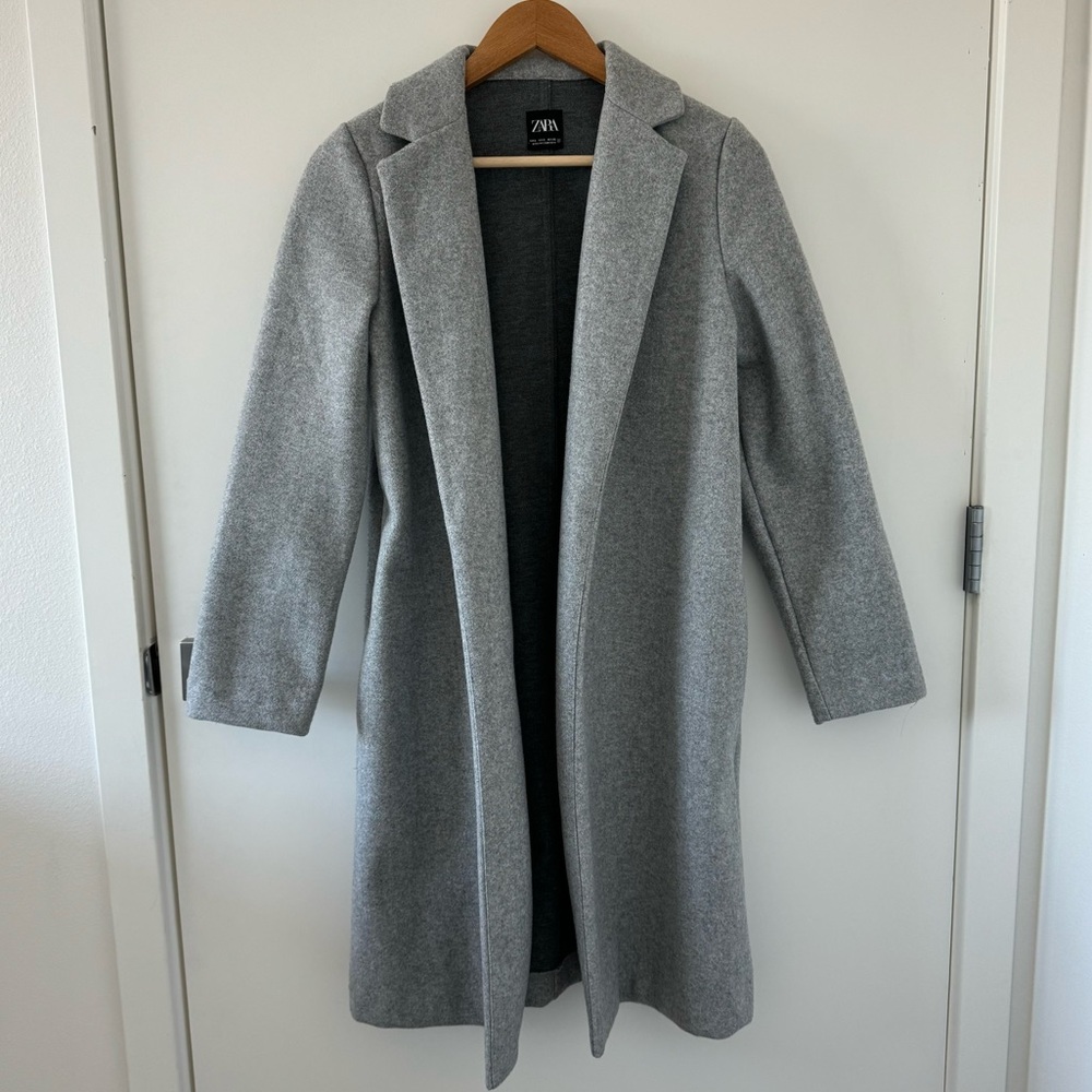ZARA Paris Women's Open Wool Blend Pea Coat Small